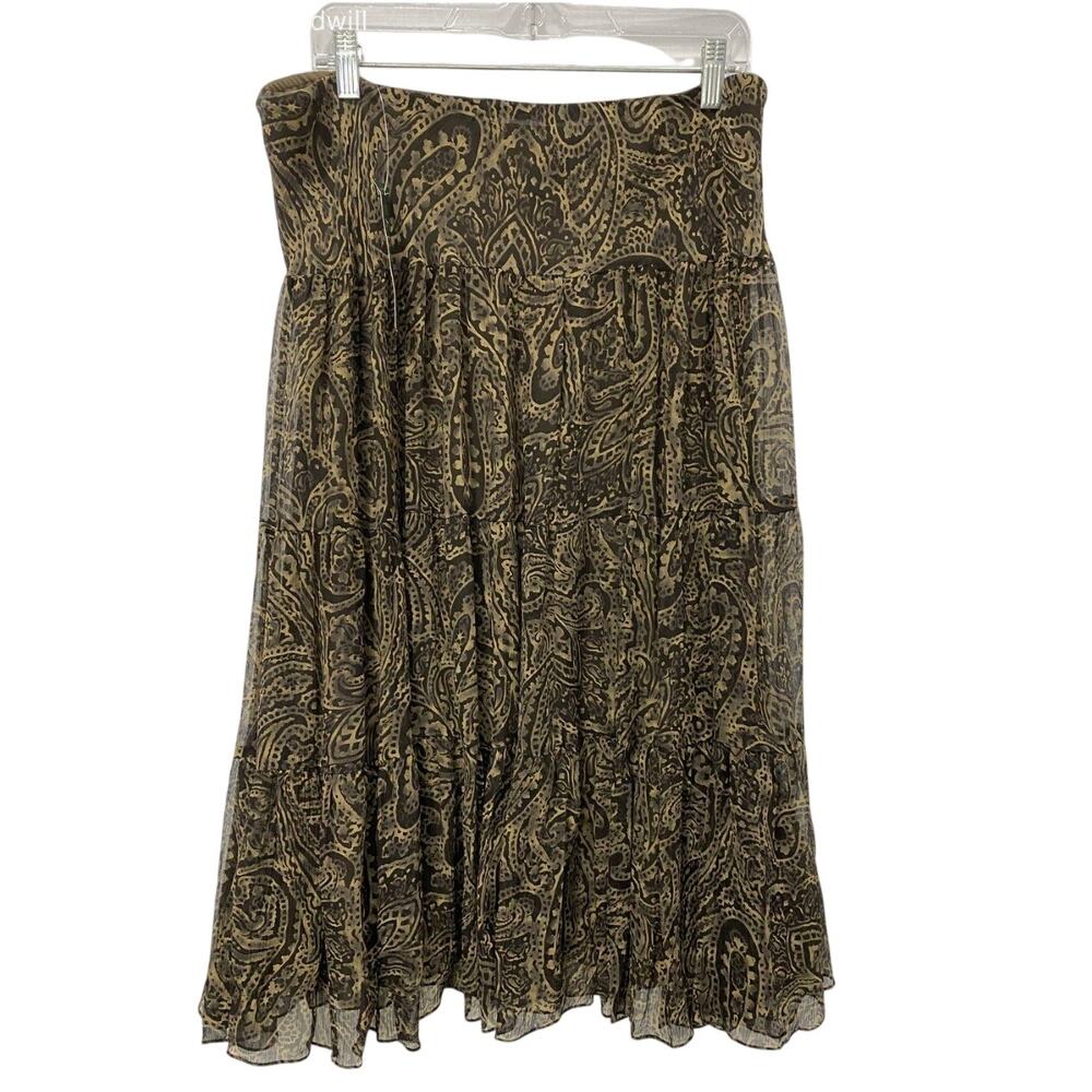 Vintage Lauren Ralph Lauren Tangiers Silk Paisley Midi Skirt Sz L